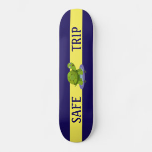 Skating turtle & calligraphy on blue & yellow skateboard
