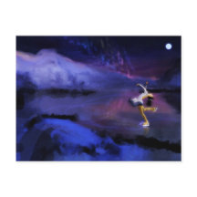 Skating Under the Northern Lights Postcard