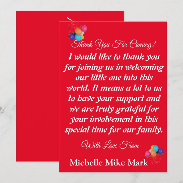 Skaymarts | Baby Shower Thank You Card (Front/Back)