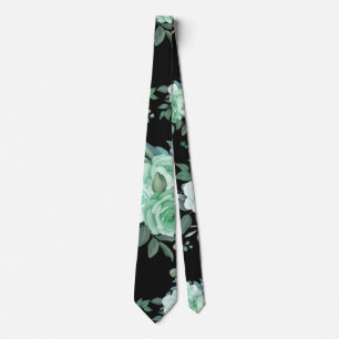 Skaymarts Black Blue Floral Watercolor Wedding Tie