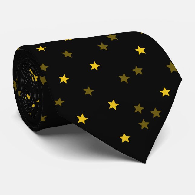 Skaymarts Black Color Golden Star Neck Tie (Rolled)