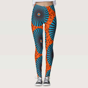 SKAYMARTS Black Orange African Prints Leggings