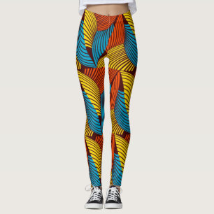 SKAYMARTS Blue Yellow African Prints Leggings