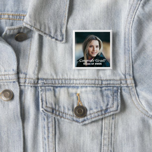 Skaymarts   Custom Photo Congrats Grad Class 20XX 15 Cm Square Badge