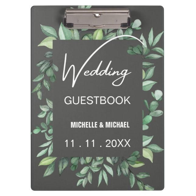 Skaymarts | Elegant Floral Wedding Guest Clipboard (Front)