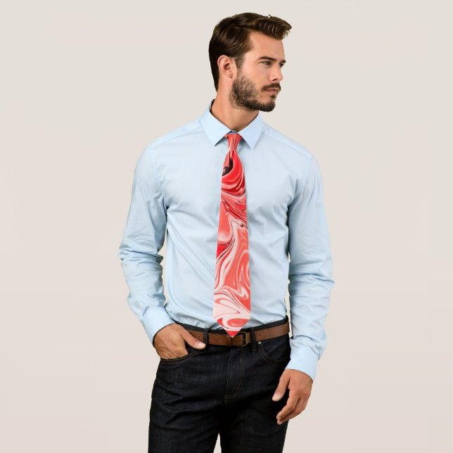 Skaymarts | Elegant modern Red White Simple Tie (In Situ)
