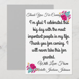 Skaymarts Floral Thank You for Coming Card