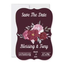 Skaymarts | Maroon Red Floral  Save The Date