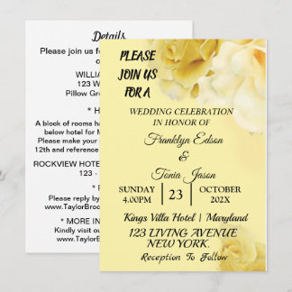 Skaymarts | Romantic Yellow Botanical Wedding Invi Invitation