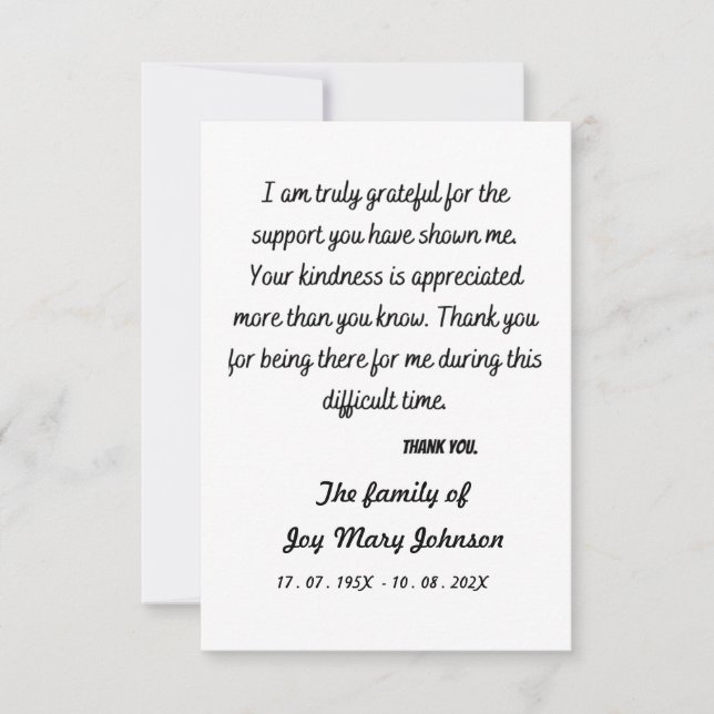 Skaymarts | Simple Difficult Time Thank You Note Card (Front)