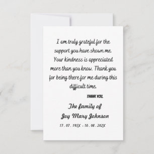 Skaymarts   Simple Difficult Time Thank You Note Card