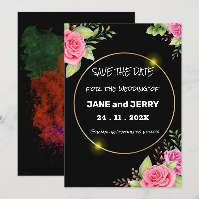 Skaymarts | Simple Floral Beautiful  Save The Date (Front/Back)
