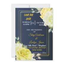Skaymarts | Unique Navy Blue Floral  Save The Date