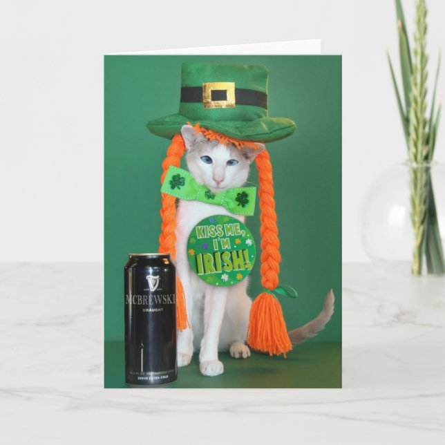 Skeezix McCat --- Cat St. Patrick's Day Card (Front)