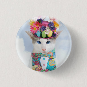Skeezix the Cat Easter Bunny Button