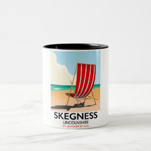 Skegness Lincolnshire beach poster Two-Tone Coffee Mug