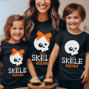 Skele Squad Bow Halloween Matching Family Group T-Shirt