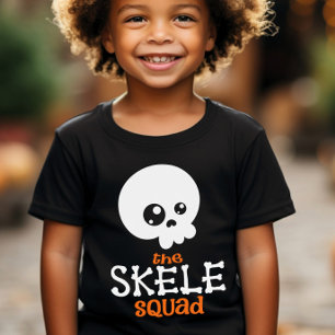 Skele Squad Orange Halloween Kids Family Matching  T-Shirt