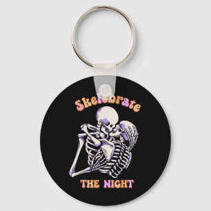 Skelebrate The Night Skeletons Spooky Season For C Key Ring