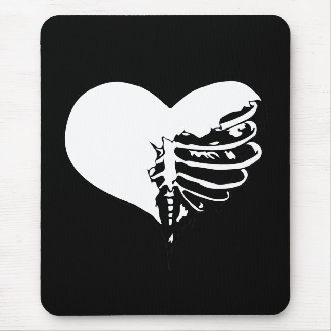 Skeleheart - White Mouse Mat (Front)