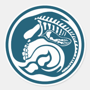 skeleorca classic round sticker