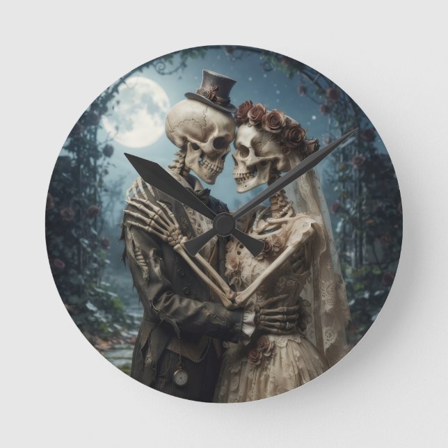 Skeletal Bride and Groom Clock (Front)