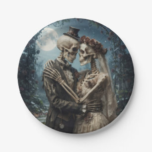 Skeletal Bride and Groom Paper Plates