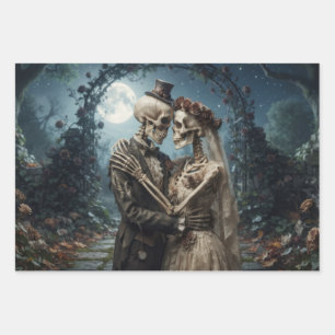 Skeletal Bride and Groom Wrapping Paper Sheet