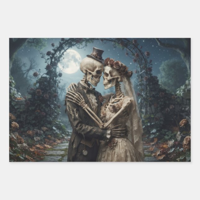 Skeletal Bride and Groom  Wrapping Paper Sheet (Front)