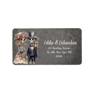 Skeletal Couple Wedding Label