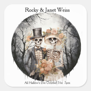 Skeletal Couple Wedding Square Sticker