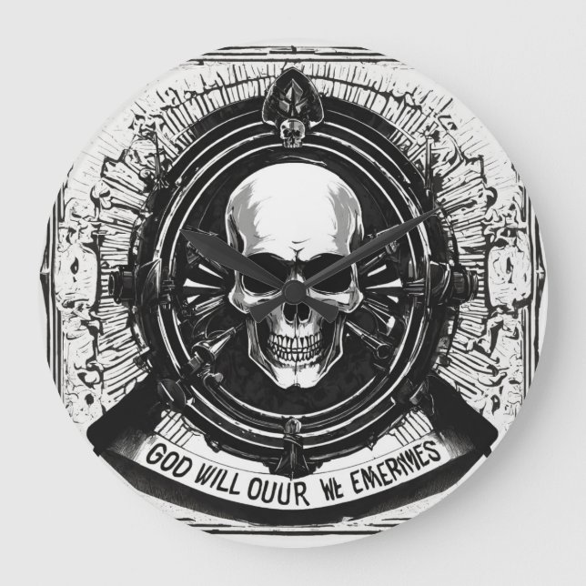 "Skeletal Elegance: Mini Skull Wall Clock" Large Clock (Front)