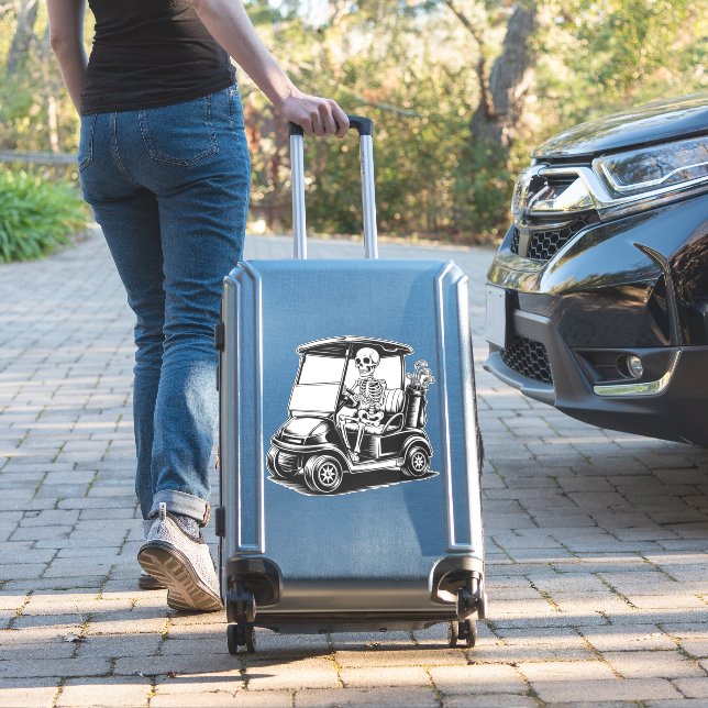 Skeletal Golfer Skull Playing Golf (Suitcase Insitu)