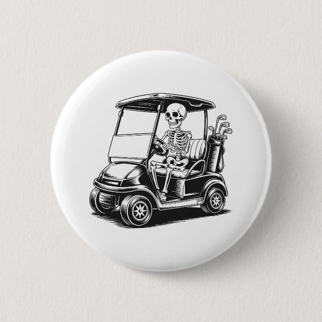 Skeletal Golfer Skull Playing Golf 6 Cm Round Badge (Front)