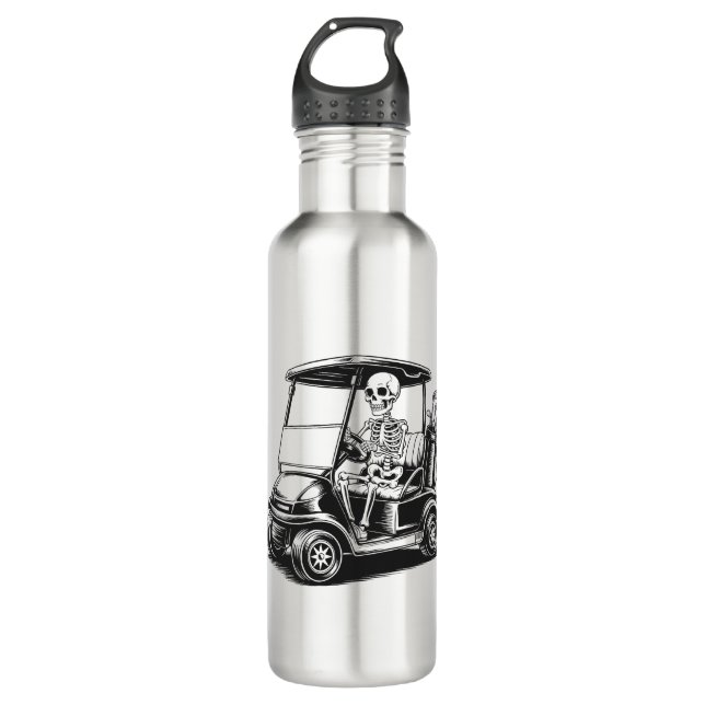 Skeletal Golfer Skull Playing Golf 710 Ml Water Bottle (Front)