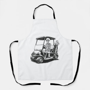 Skeletal Golfer Skull Playing Golf Apron