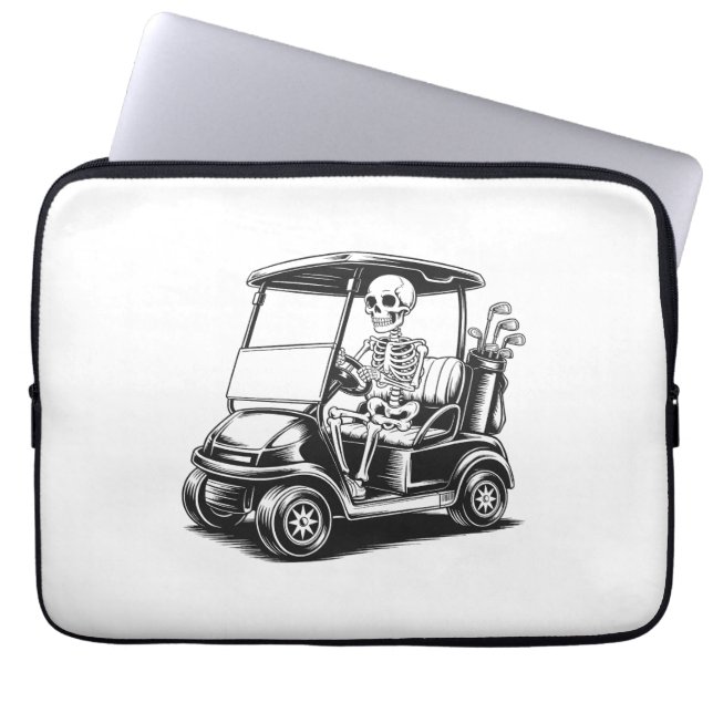 Skeletal Golfer Skull Playing Golf Laptop Sleeve (Front)