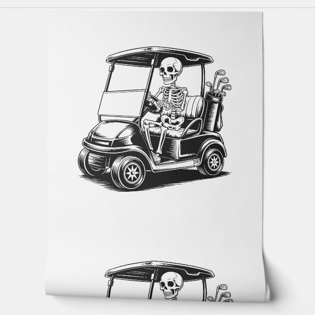 Skeletal Golfer Skull Playing Golf Wallpaper (Unrolling)
