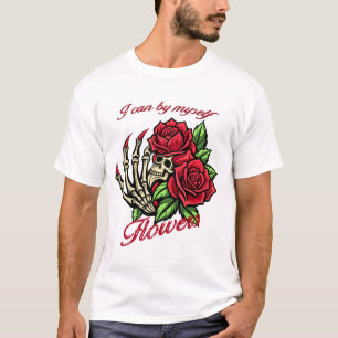 Skeletal Hand Holding Red Roses Self-Care T-Shirt 