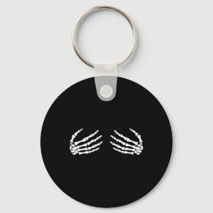 Skeletal Hands On Chest Breasts Witches Gift Key Ring