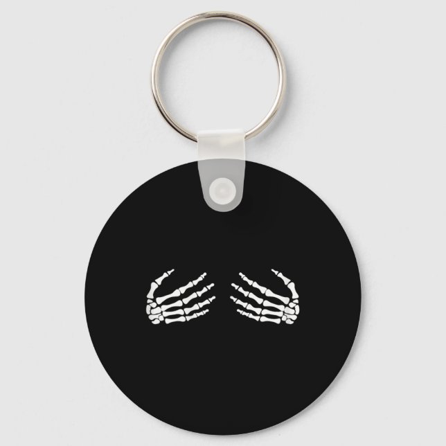 Skeletal Hands On Chest Breasts Witches Gift  Key Ring (Front)