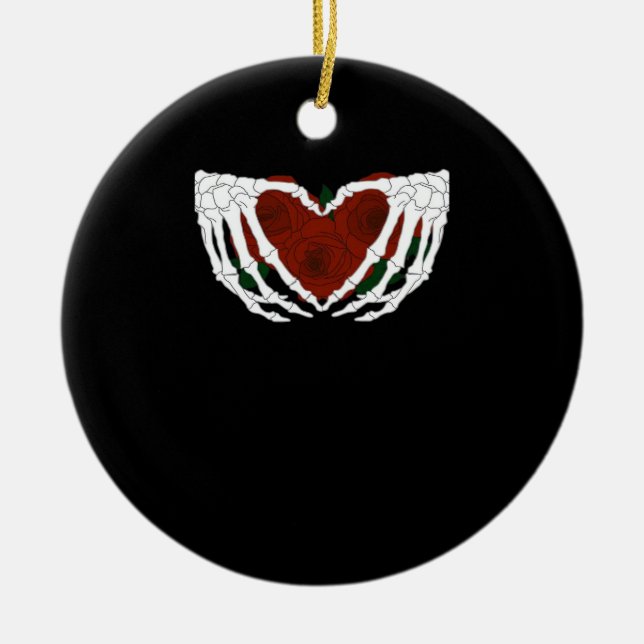 Skeletal Heart  Ceramic Tree Decoration (Front)