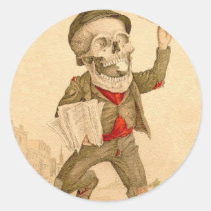 Skeletal Paperboy Classic Round Sticker