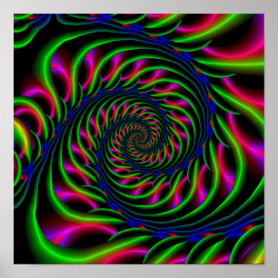 Skeletal Spiral in Blue Green and Pink Poster