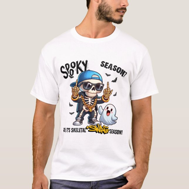 Skeletal Swag Halloween Attitude T-Shirt (Front)