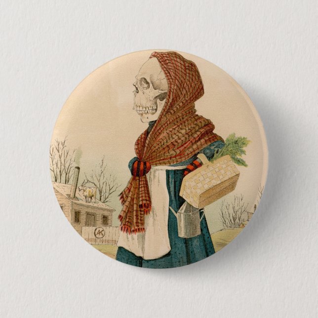 Skeletal Vegetable Lady 6 Cm Round Badge (Front)