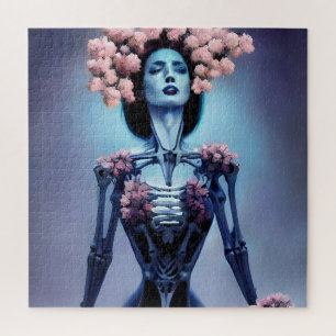 Skeletal Woman With Flowers Jigsaw Puzzle