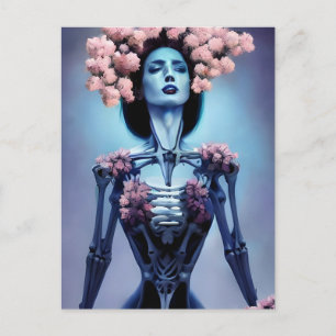 Skeletal Woman With Flowers Postcard