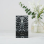 Skeletal Xray Rib Cage Vintage Black White Gothic Business Card (Standing Front)