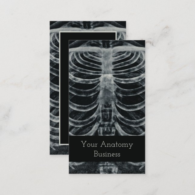 Skeletal Xray Rib Cage Vintage Black White Gothic Business Card (Front/Back)